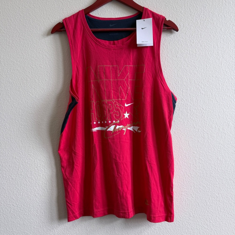 Nike Mens Hoops Champion Dri-FIT Training Tank Top Red FN1852-657 Size M